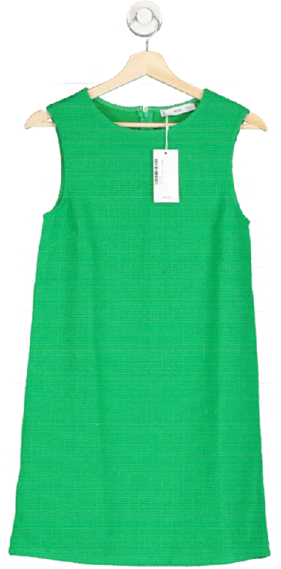 Sleeveless Dress With A-Line CutMango Green Sleeveless Shift Dress UK 8