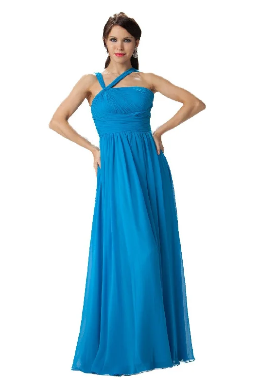 maxi dresses with cinched waistsLong One Shoulder Chiffon Dress by Poly USA 6678