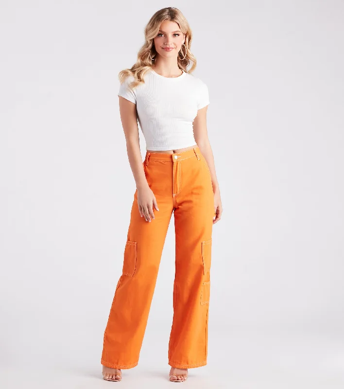 women's party pantsOn Repeat Contrast Stitch Wide-Leg Pants