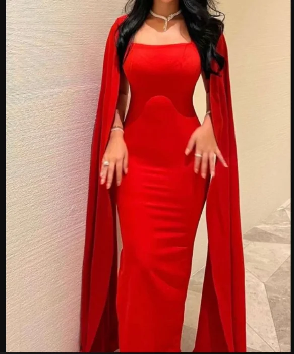 birthday party dressesred satin mermaid evening dress with veil Saudi Arabia prom dresses party dresses Y5030