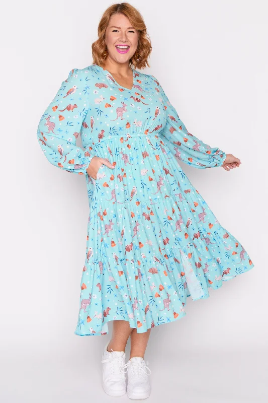 Fitted Silk Long Sleeves DressCharity Hopping Happy Long Sleeve Dress