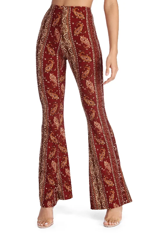 women's spring pantsBoho Wanderer Paisley Flared Pants