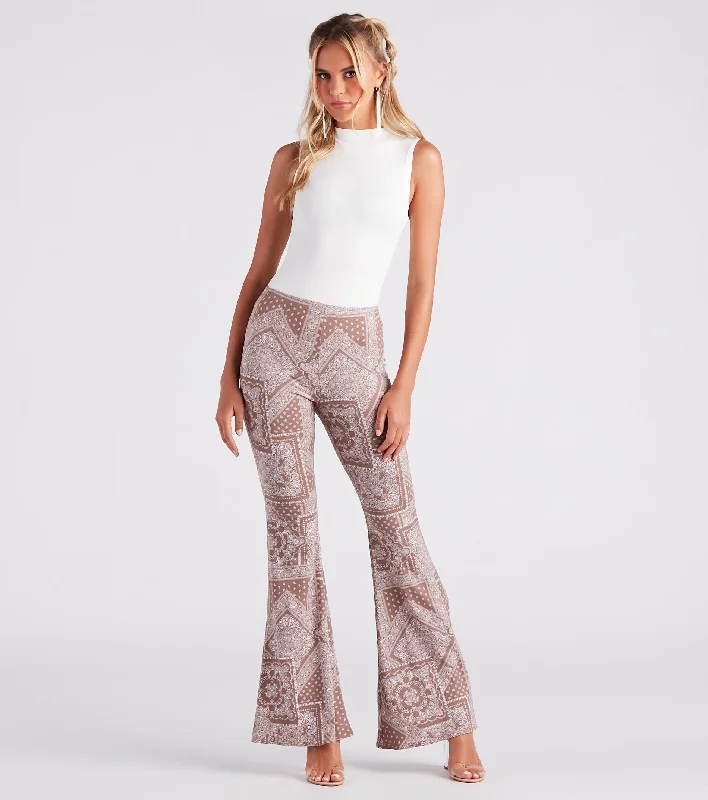 women's solid-color pantsPaisley Princess Boho Flare Pants