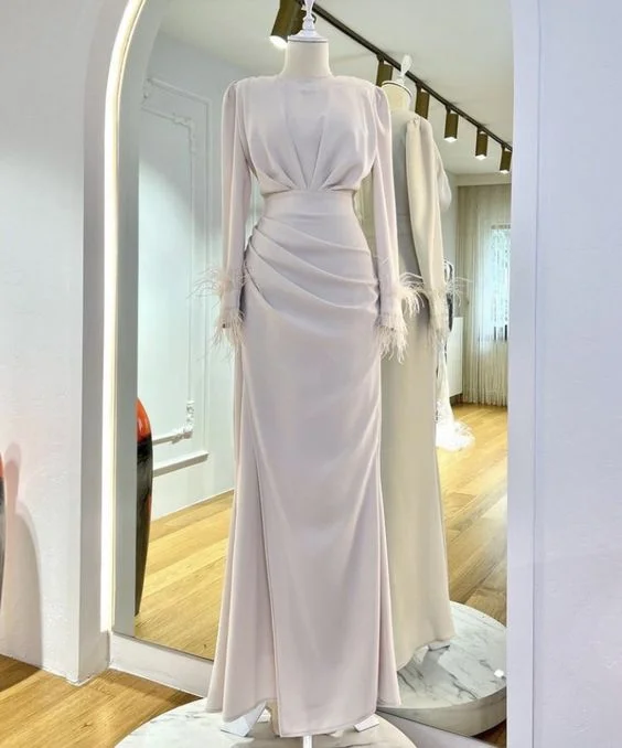 pastel party dressesCharming Sheath Long Sleeves Prom Dress,Party Gown  Y6893