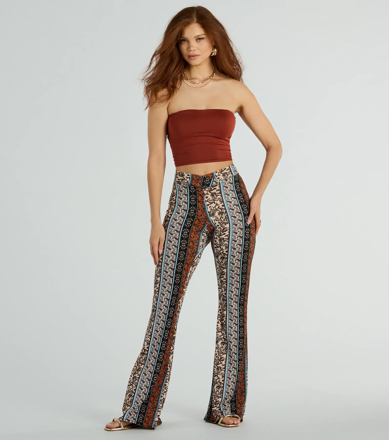 women's retro pantsSummer Dream Paisley Knit Flare Pants