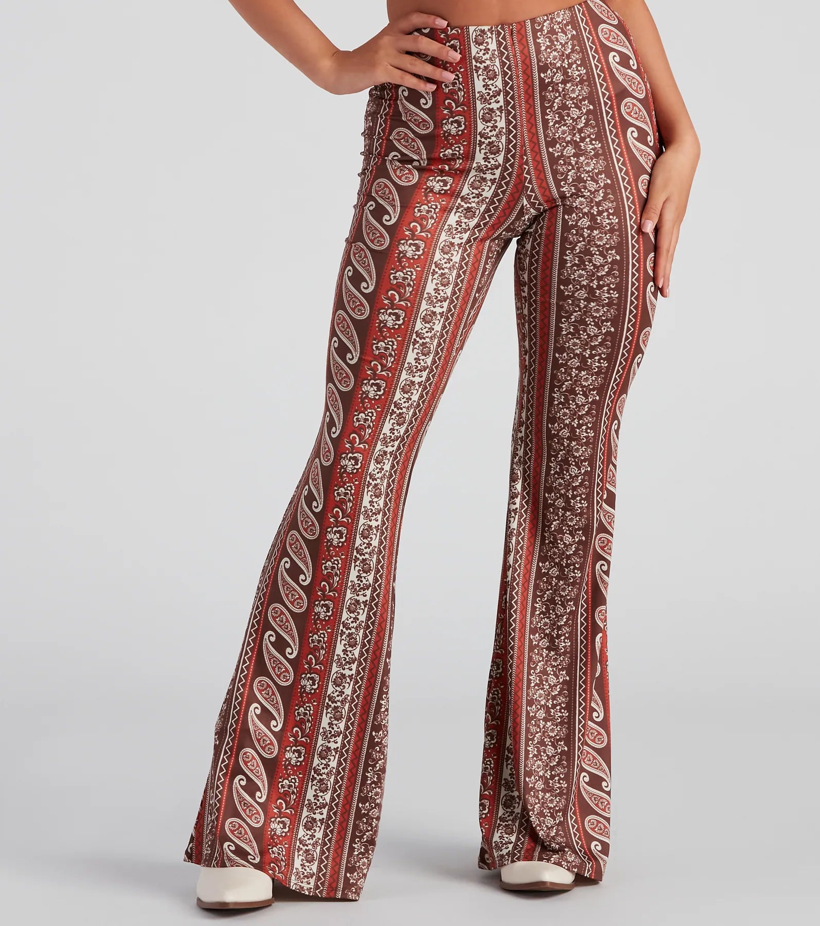 women's patterned pantsCool Vibes Border Print Flare Pants