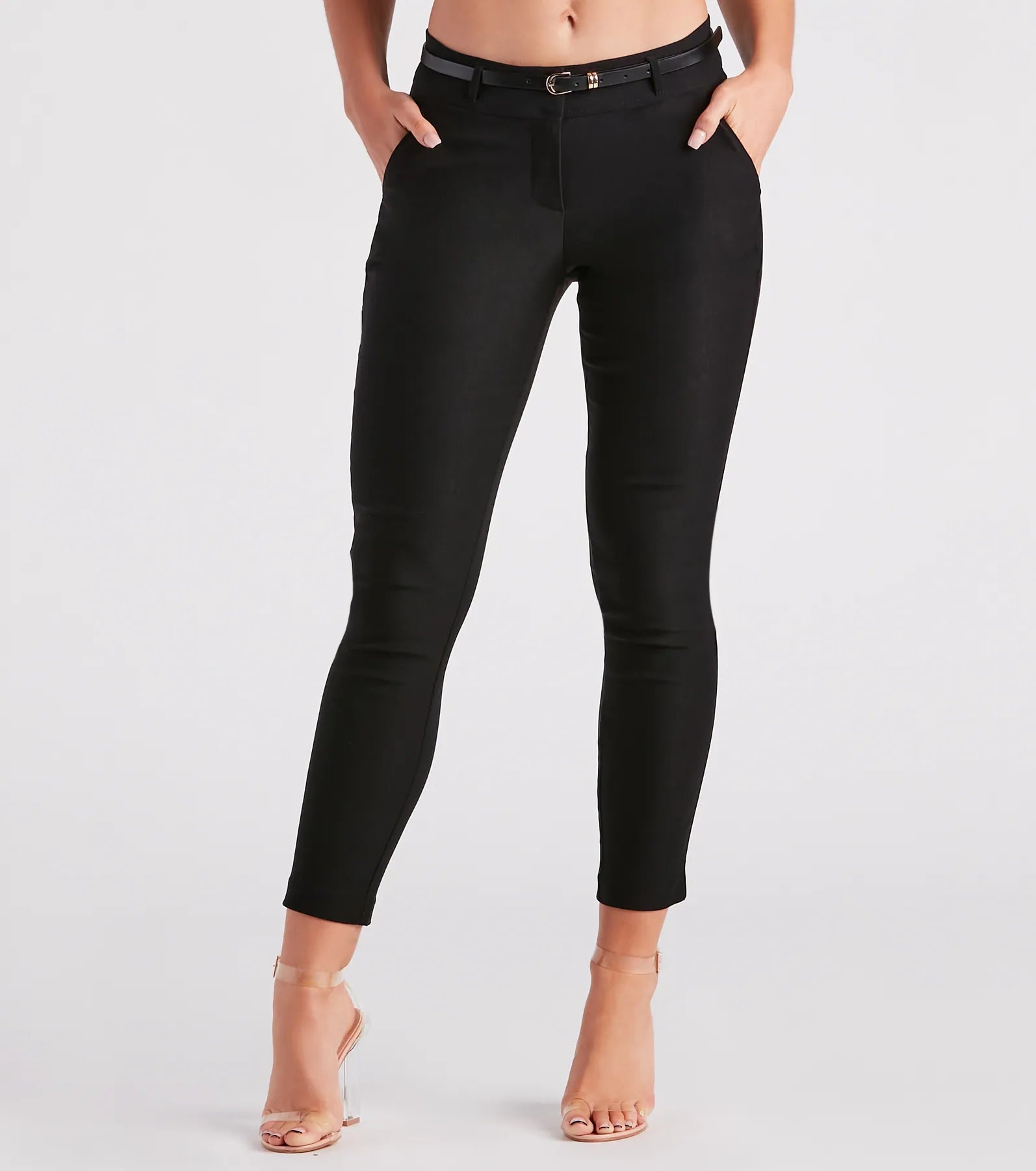 women's striped pantsSo Profesh Belted Tapered Skinny Pants