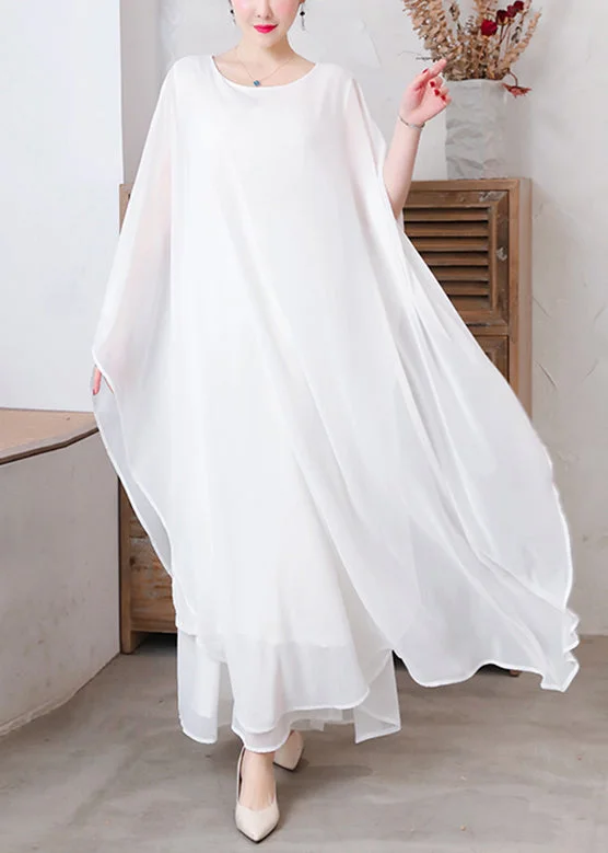 Formal Velvet Long Sleeves DressWhite Solid Chiffon Long Holiday Dresses Long Sleeve