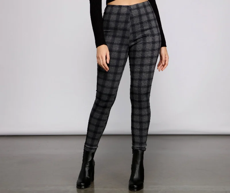 women's party pantsThe One High Waist Plaid Pants