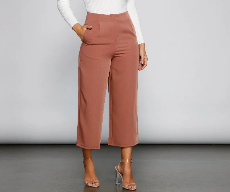 women's stretch pantsChic Culotte Wide-Leg Trouser Pants