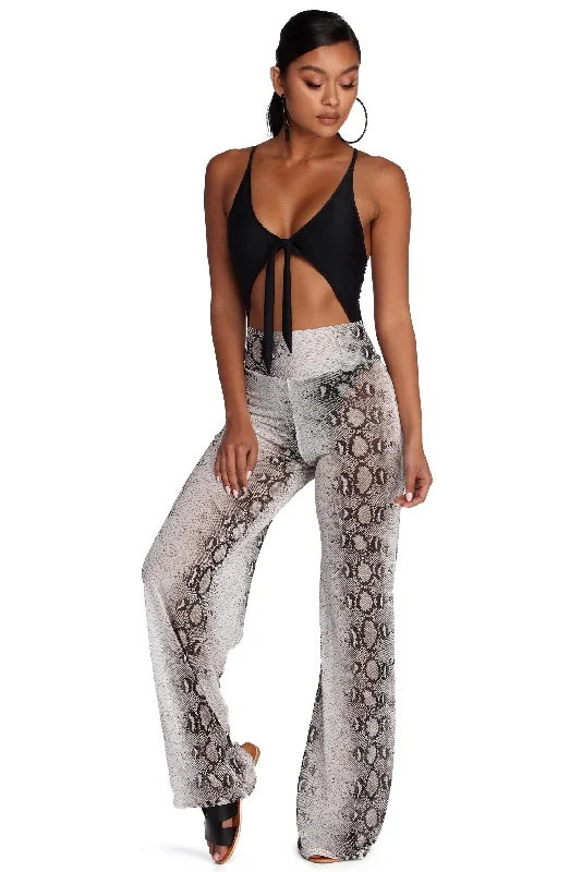 women's fall pantsSnake Print Mesh Pants