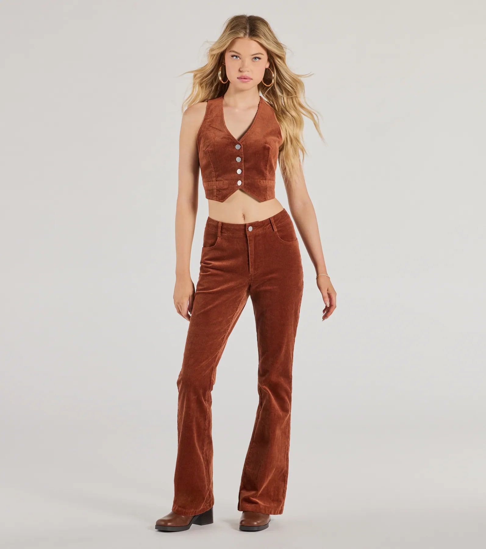 women's dress pantsRetro Chic Corduroy High-Rise Flare Pants