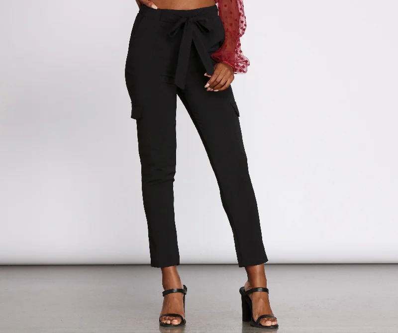 women's summer pantsHigh Rise Tie Waist Tapered Pants