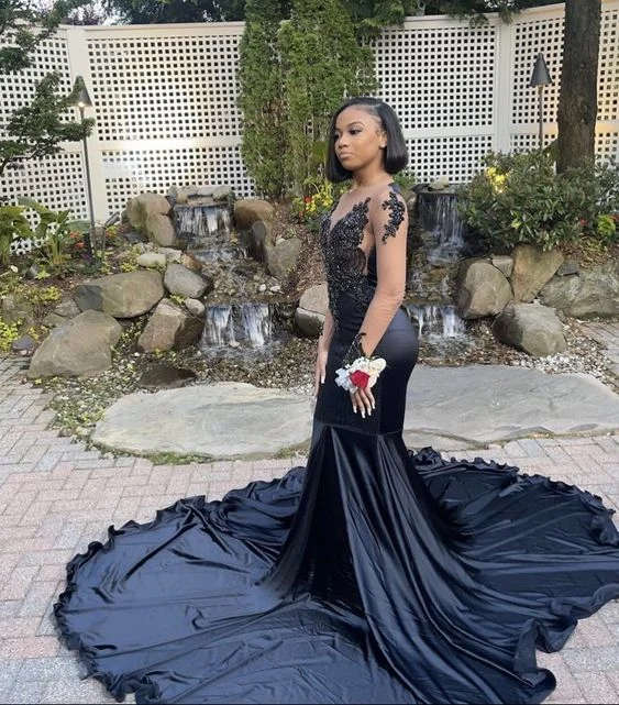 casual party dressesBlack mermaid prom dress,Christmas dress,African women party dresses,wedding reception gown Y6437