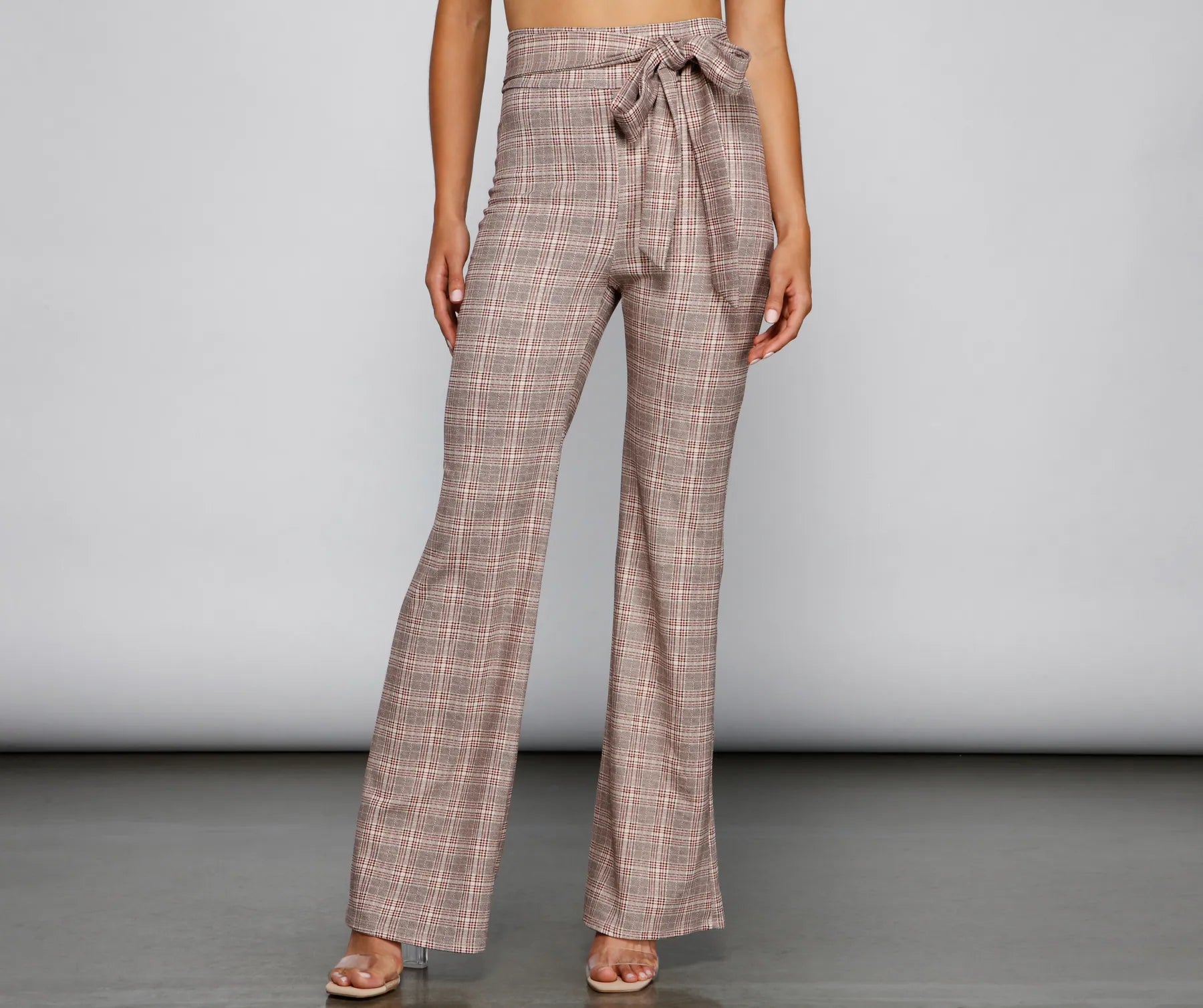 women's mini pantsSo Chic High Waist Plaid Flared Pants