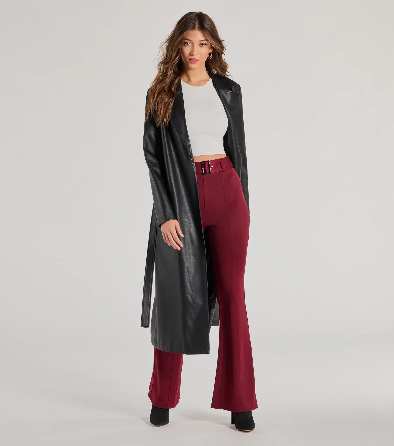 women's hot pantsPolished Glam Belted Wide Leg Pants