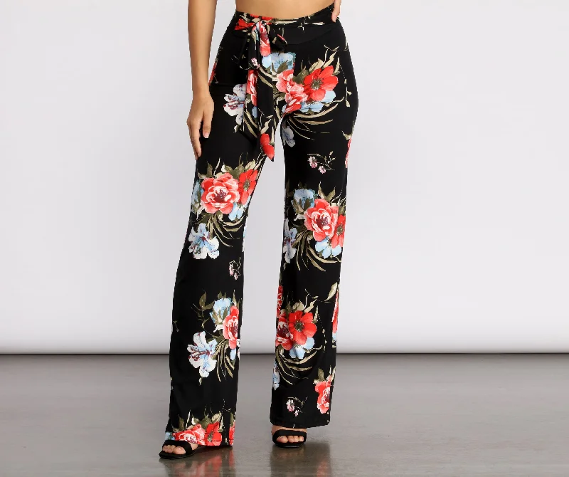 women's nursing pantsJust Enough Floral High Waist Pants