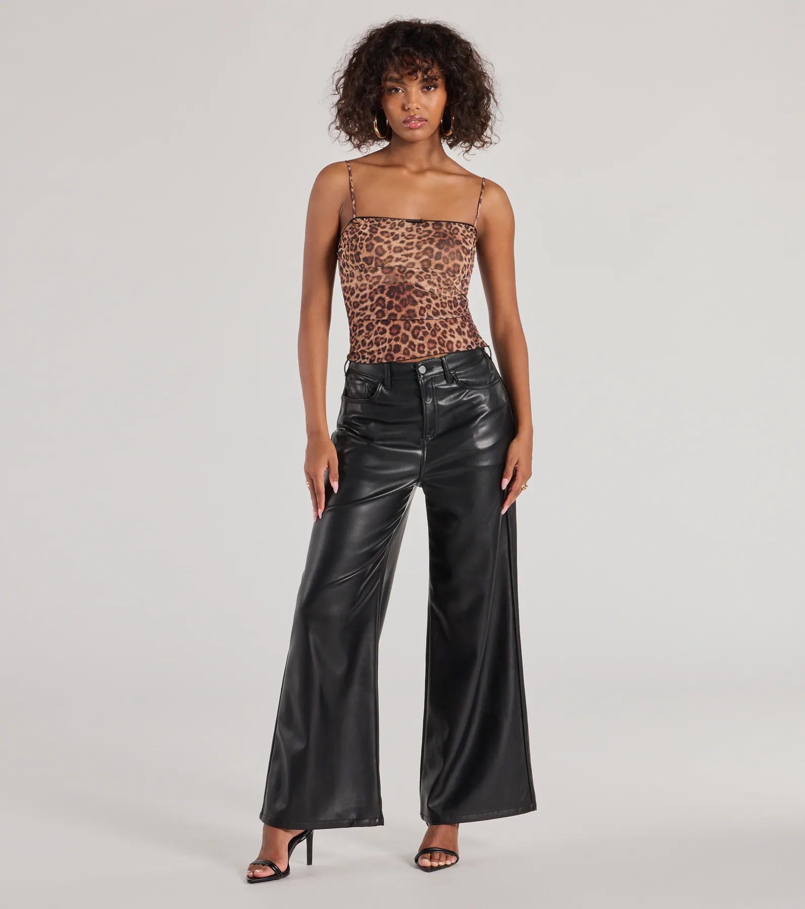 women's moisture-wicking pantsGlam In Motion Faux Leather Wide-Leg Pants