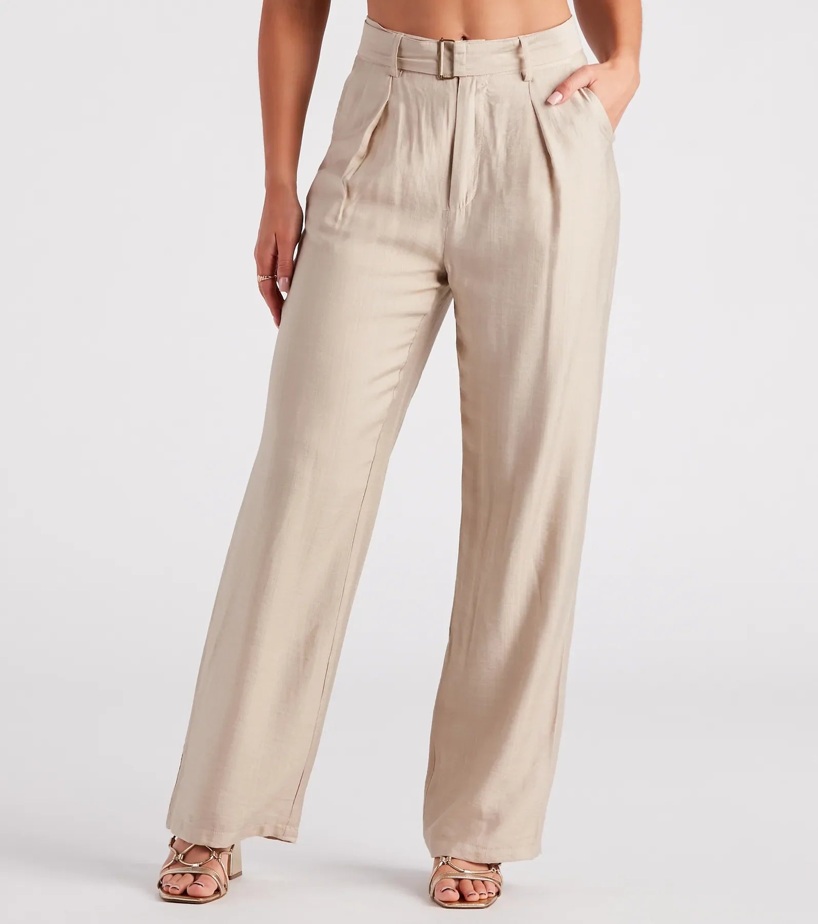 women's fall pantsShow Up In Style Linen Wide Leg Trouser Pants