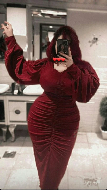 birthday party dressesVintage Burgundy Evening Dress With Long Sleeves Y4884