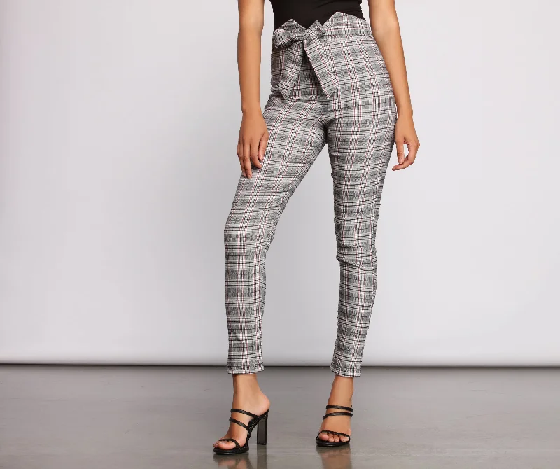 women's leather pantsHigh Waist Plaid Perfection Skinny Pants