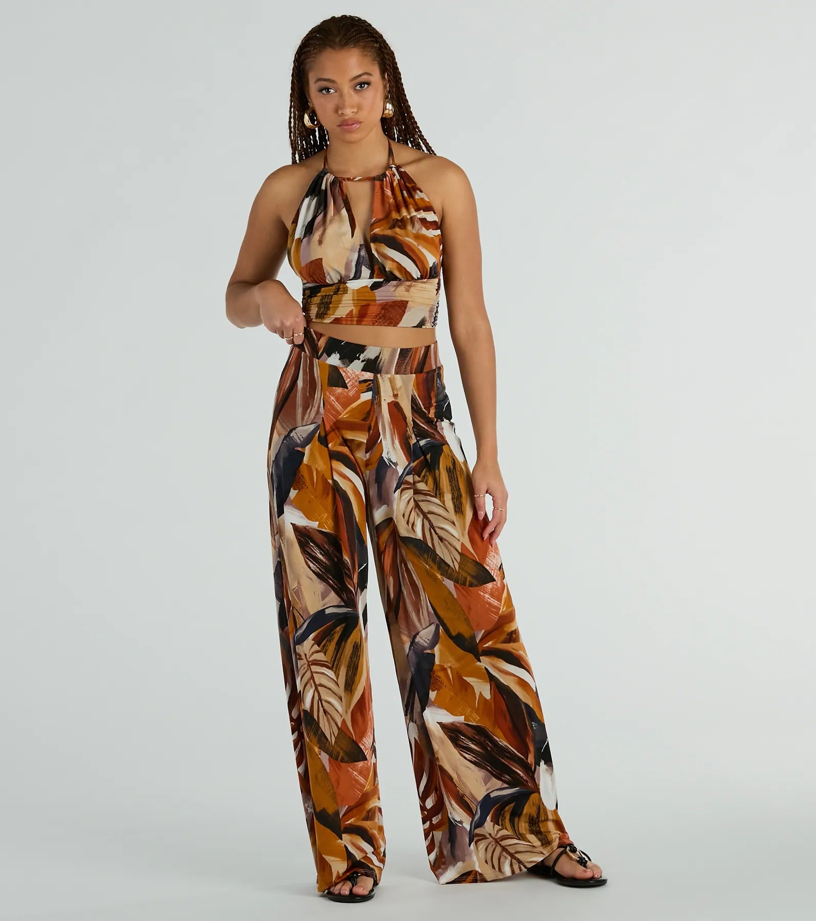 women's spring pantsVacay Ready Tropical Knit Wide-Leg Pants