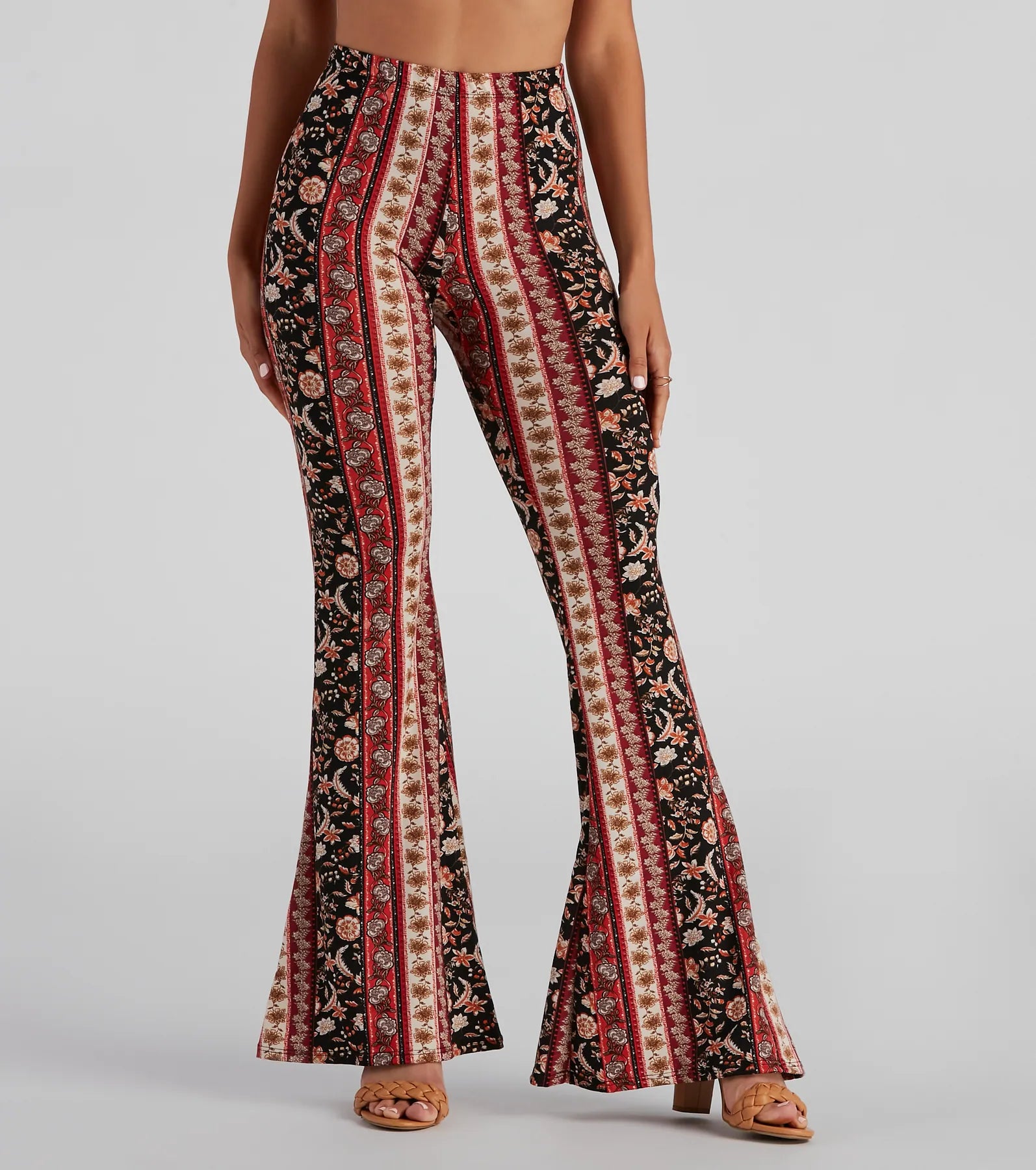 women's petite pantsBoho Moment Floral Flare Pants