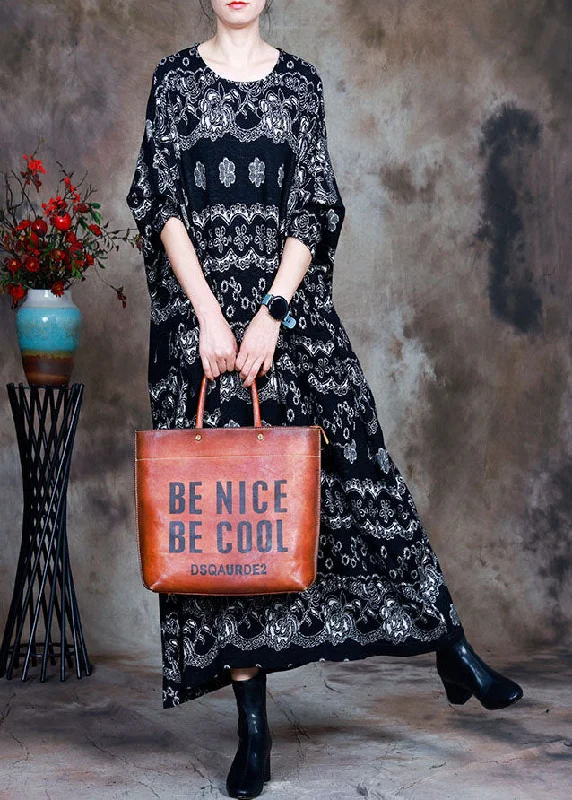 Formal Long Sleeves DressBeautiful Black Knit Print Fall Long sleeve Dress