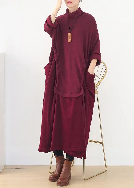 Fashionista Long Sleeves DressFashion long sleeve Sweater high neck weather Moda red Art sweater dresses