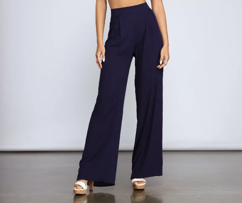 women's straight-leg pantsFab Tie Waist Wide Leg Pants