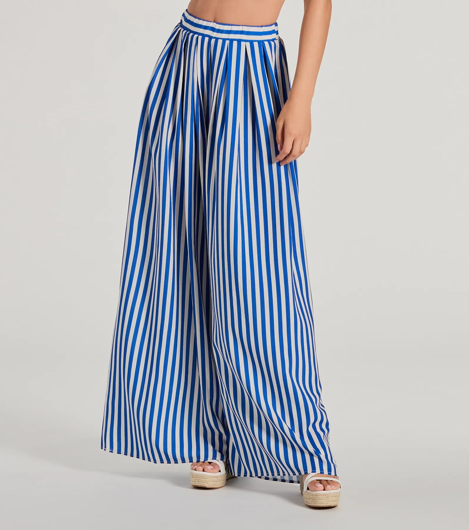 women's distressed pantsFestive Fun High-Rise Striped Palazzo Pants