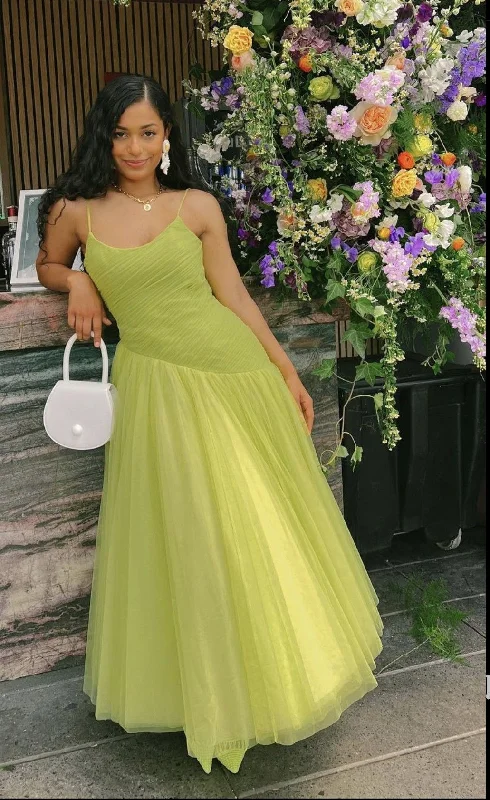 vintage party dressesVintage Green Tulle Muslim Evening Dress Women A Line  Pleated Formal Prom Dress Party Gowns  Y4880