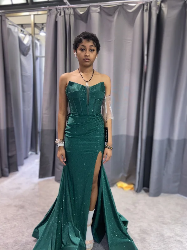 ready-to-wear party dressesGreen Mermaid Sleeveless Evening Dress with Slit Y5920