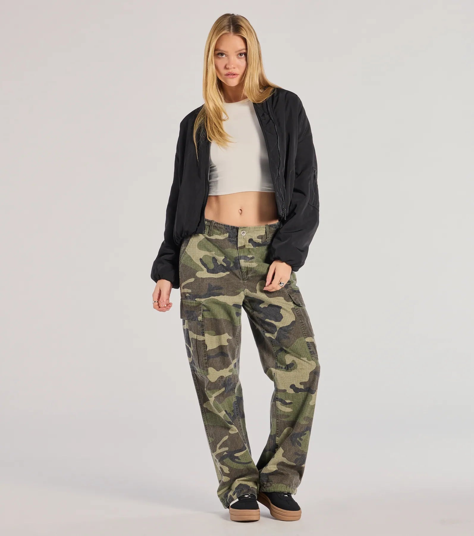 women's spandex pantsCool Girl Energy Camo Cargo Pants