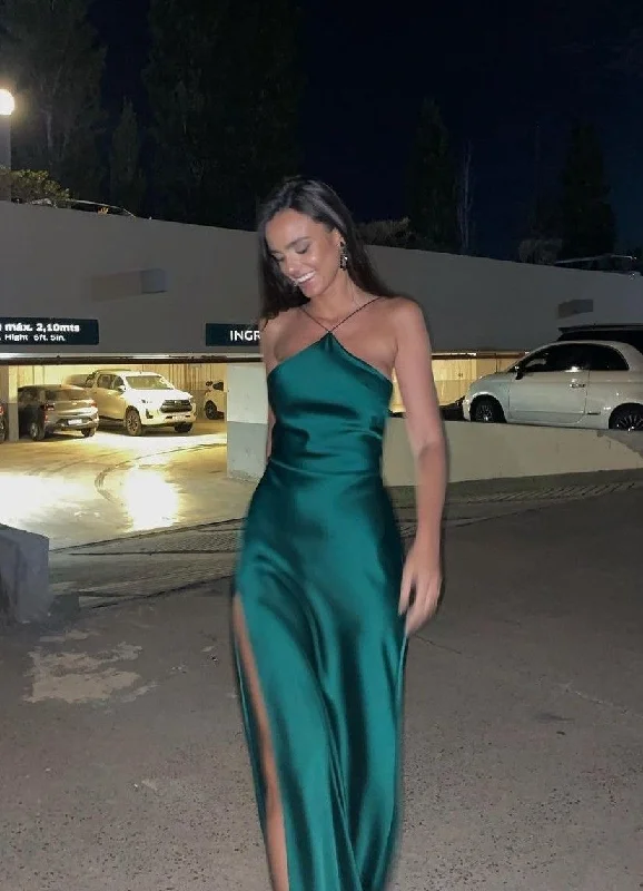 black-tie party dressesSexy Green Sleeveless Evening Dress With Split Y5254