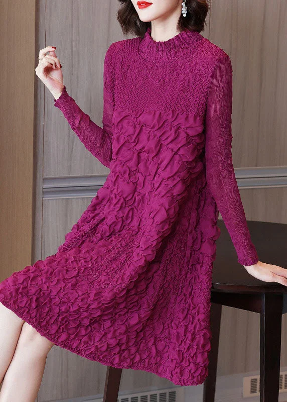 Formal Long Sleeves Cocktail GownBeautiful Rose O-Neck Embroidered Long A Line Dresses Long Sleeve