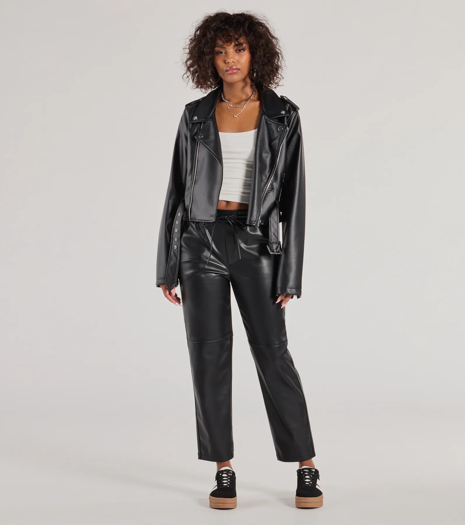 women's capri pantsRebel Chic Faux Leather Pants