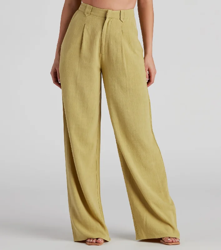 women's satin pantsOn The Move Linen Wide Leg Pants