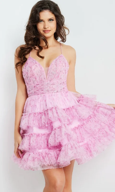 ready-to-wear party dressesJVN by Jovani Ruffled Pink Party Dress JVN36844