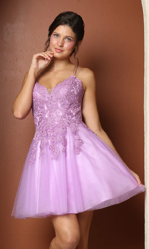 chiffon party dressesShort Corset-Back Babydoll Cute Homecoming Dress