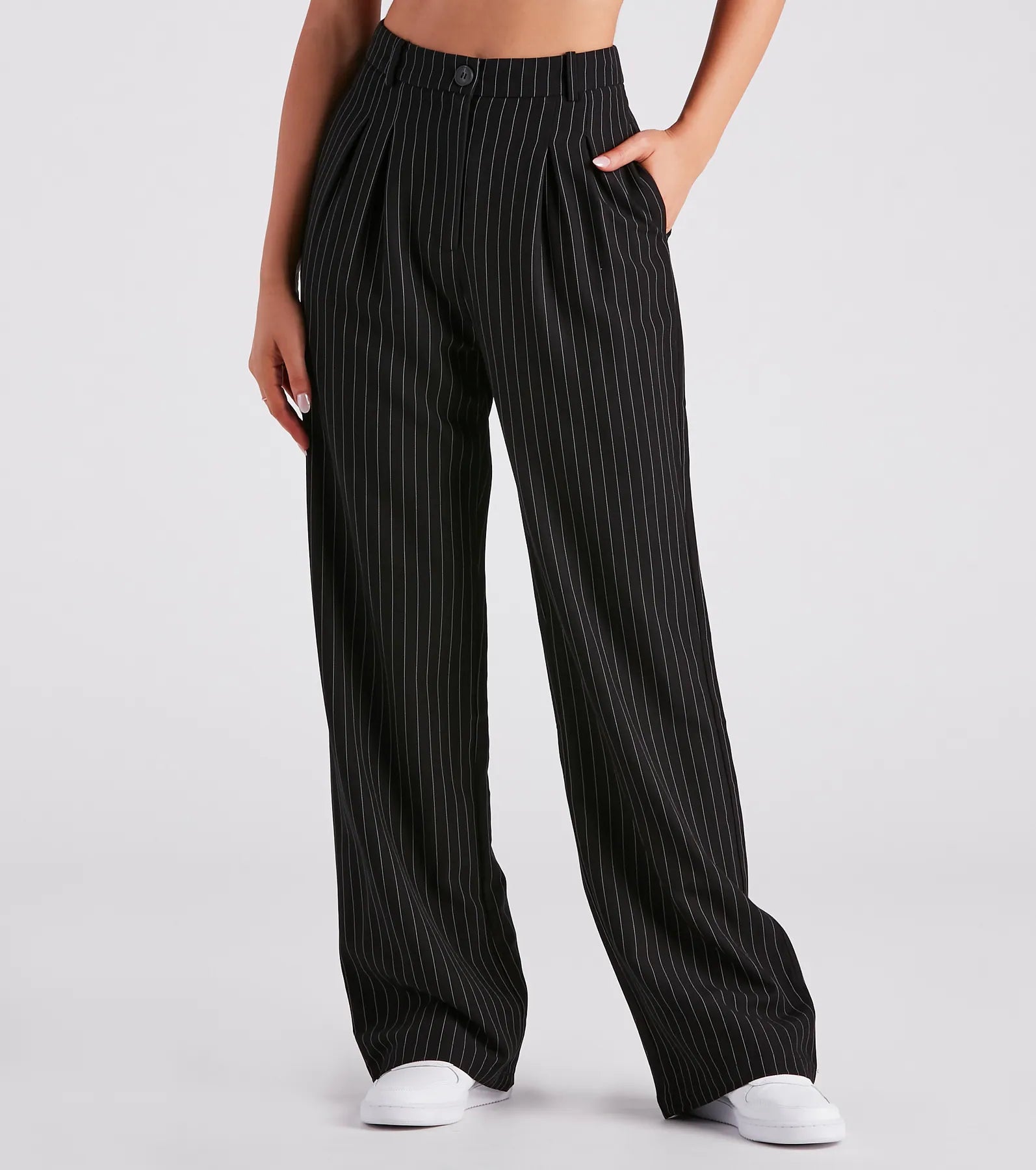 women's cotton pantsStylish Strut Pinstripe Trouser Pants