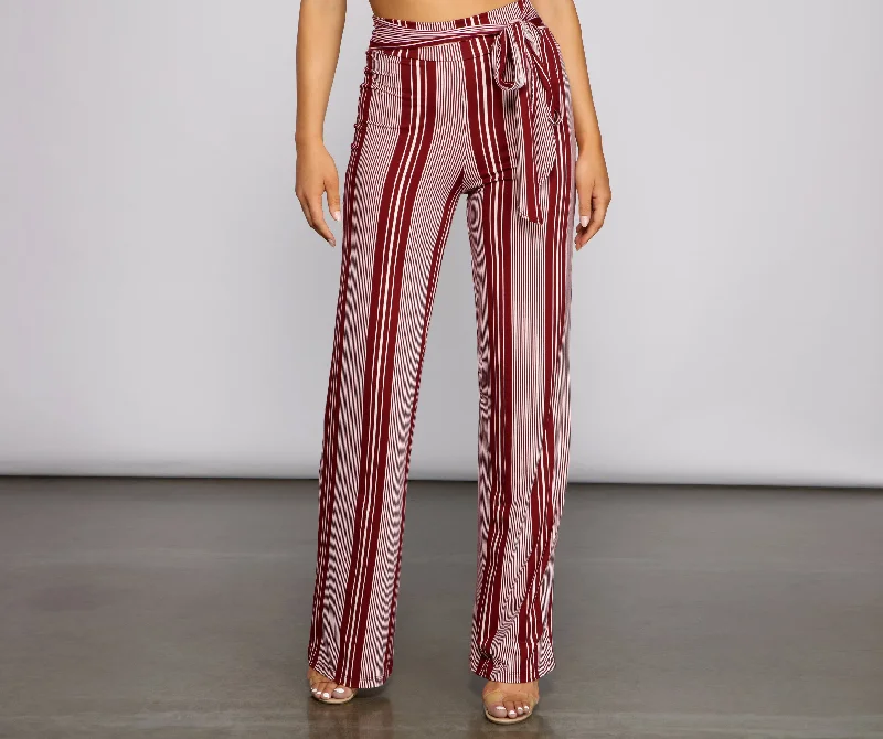 women's low-rise pantsSassy Striped Wide-Leg Pants