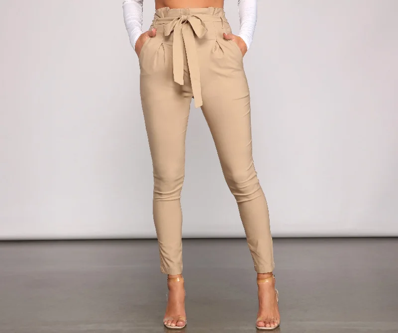 women's bell-bottom pantsElevated And Chic Paper Bag Pants