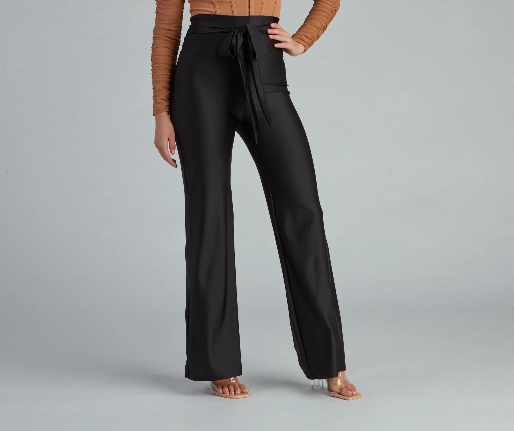 women's retro pantsChic Tie-Front Wide-Leg Pants