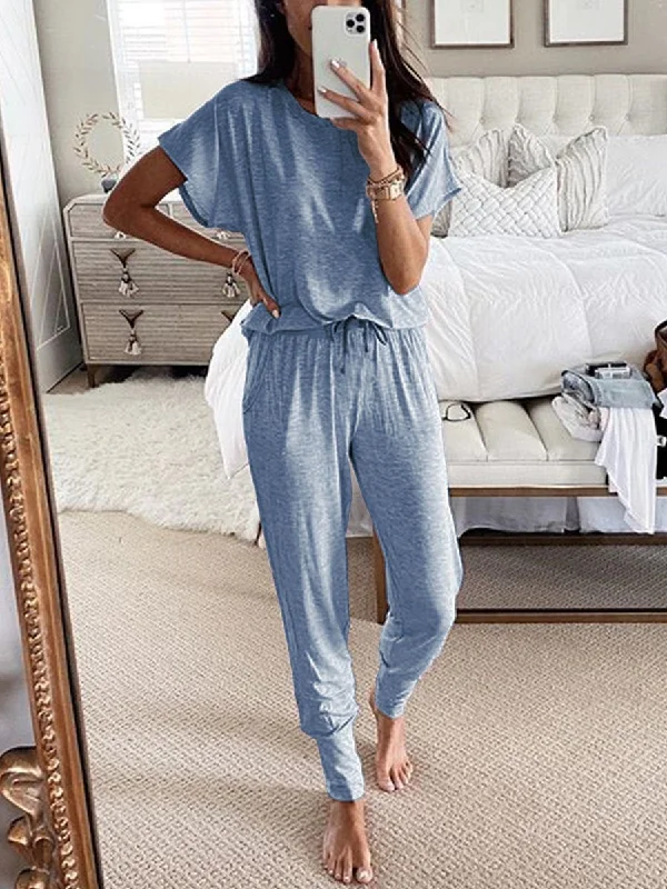 women's patterned pantsSimple Casual Loose Comfortable Soft Top Pants Suit