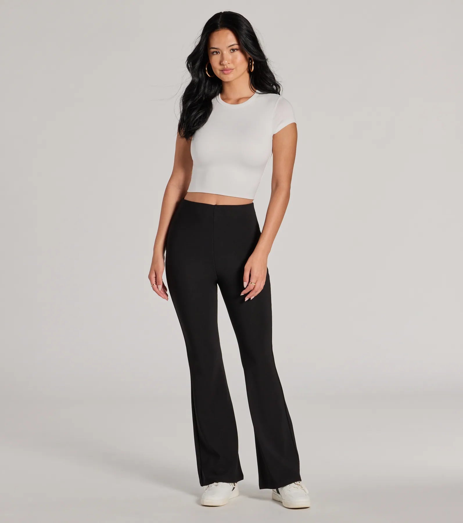 women's clubbing pantsLaidback Look Ribbed Knit Flare Pants