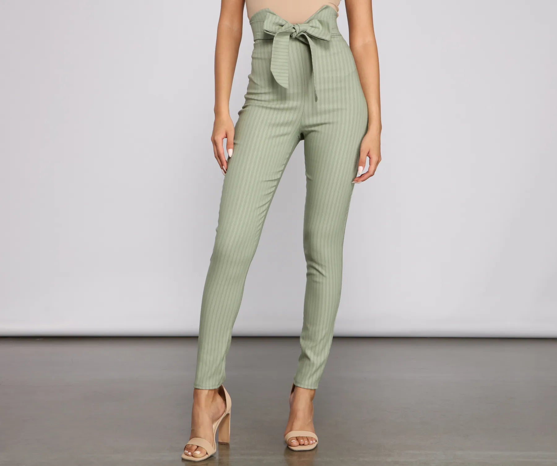 women's button-fly pantsStylishly Striped Tie-Waist Pants