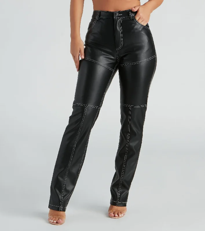 women's winter pantsRock Of Ages Faux Leather Straight-Leg Pants