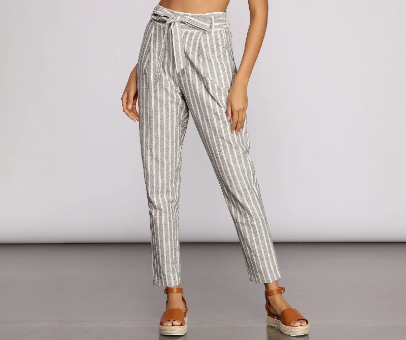 women's dress pantsLinen Stripe Tapered Pants