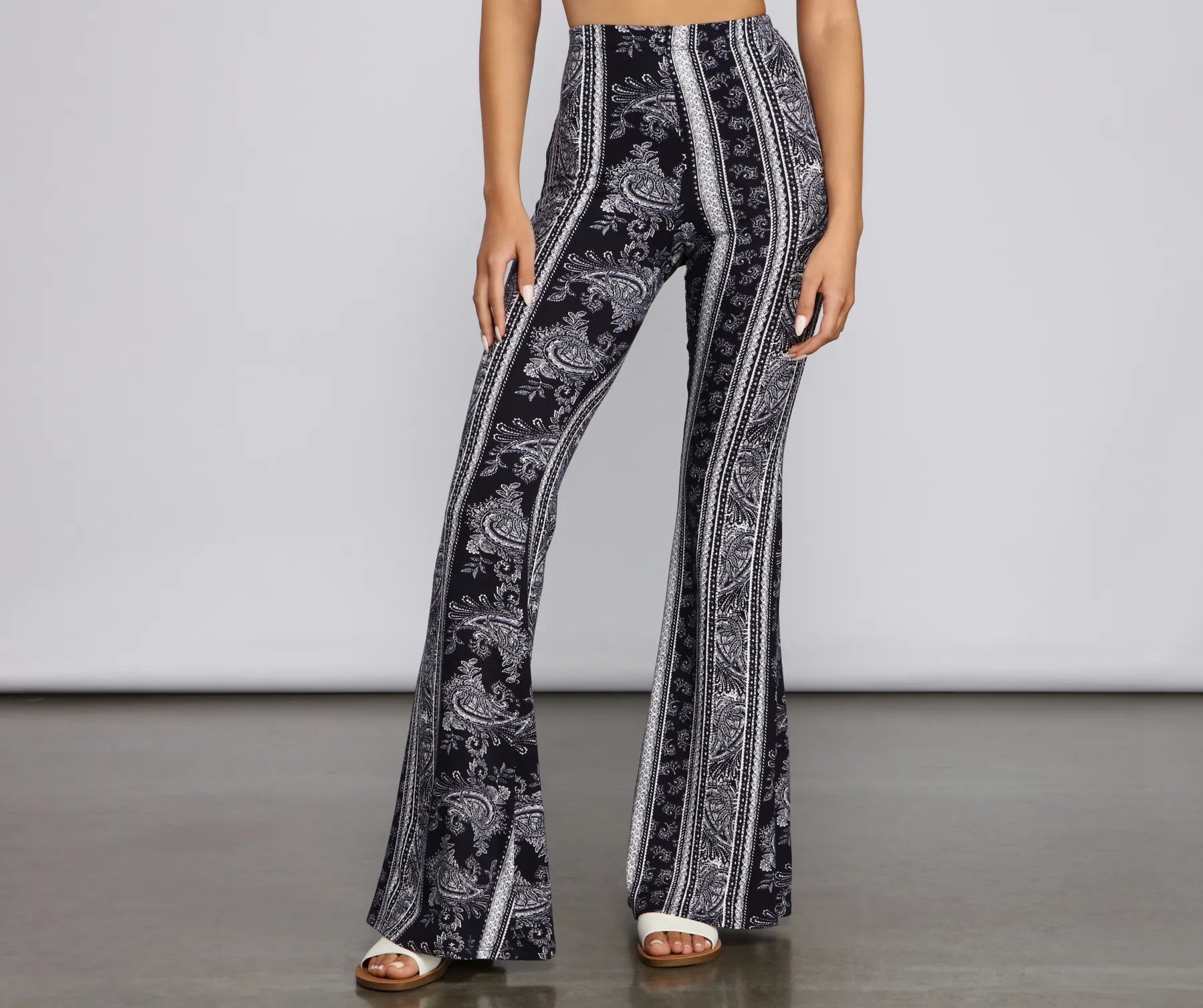 women's lace-up pantsGood Vibes Paisley Flare Pants